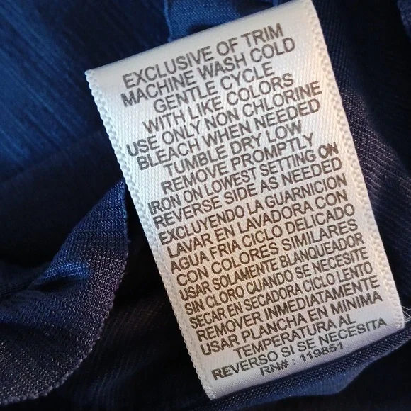 Navy Blue Ruffled Cut Out Blouse with Mandarin Collar size M - Picture 8 of 8